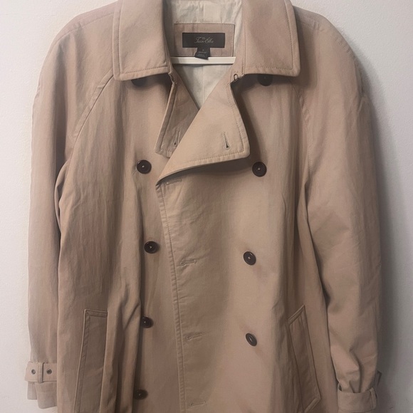 Tasso Elba Tan Double-Breasted Trench Coat - Picture 12 of 16
